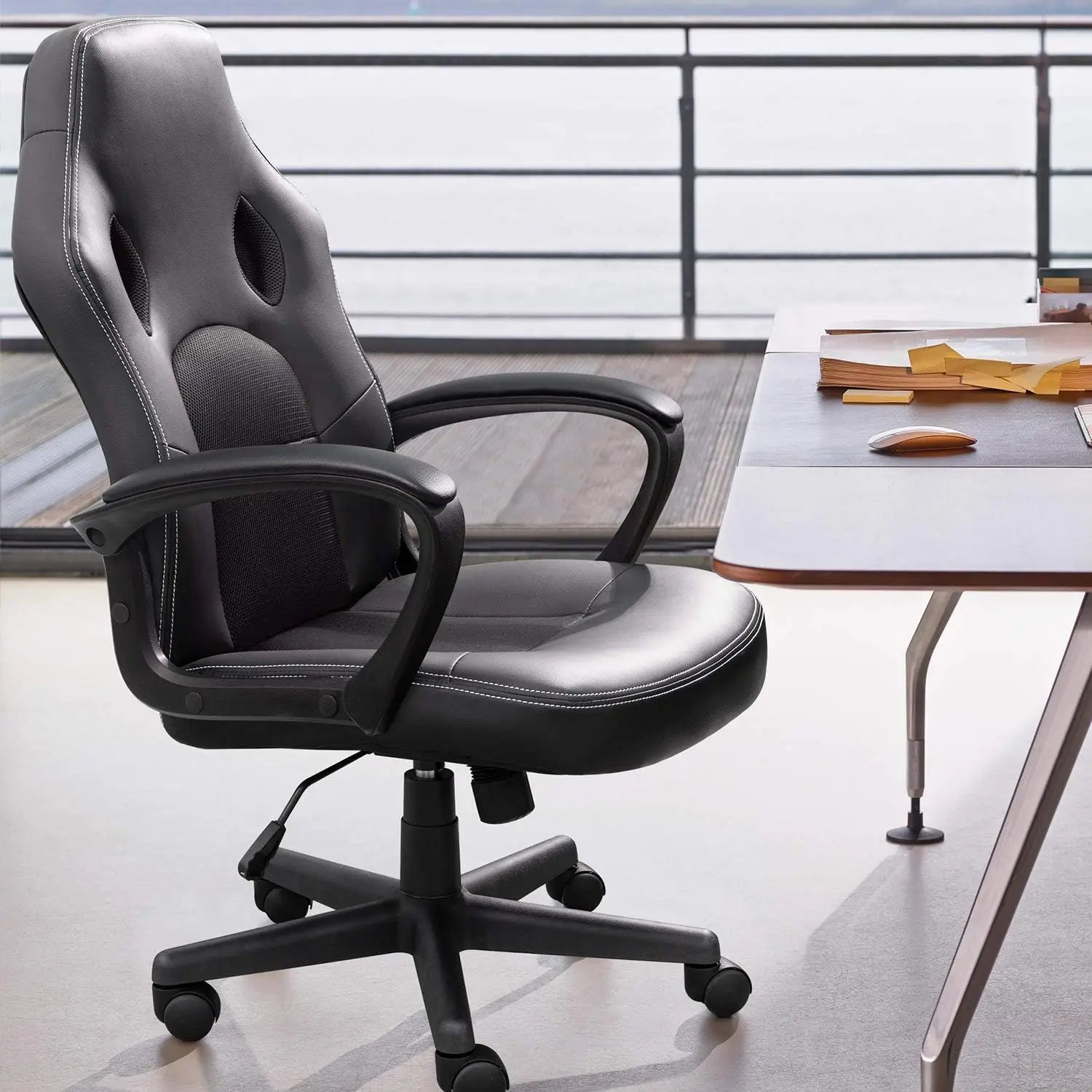 Gaming Chair Office Chair Leather Computer Desk Chair Racing Style Ergonomic Adjustable Swivel Task Chair with Lumbar Support
